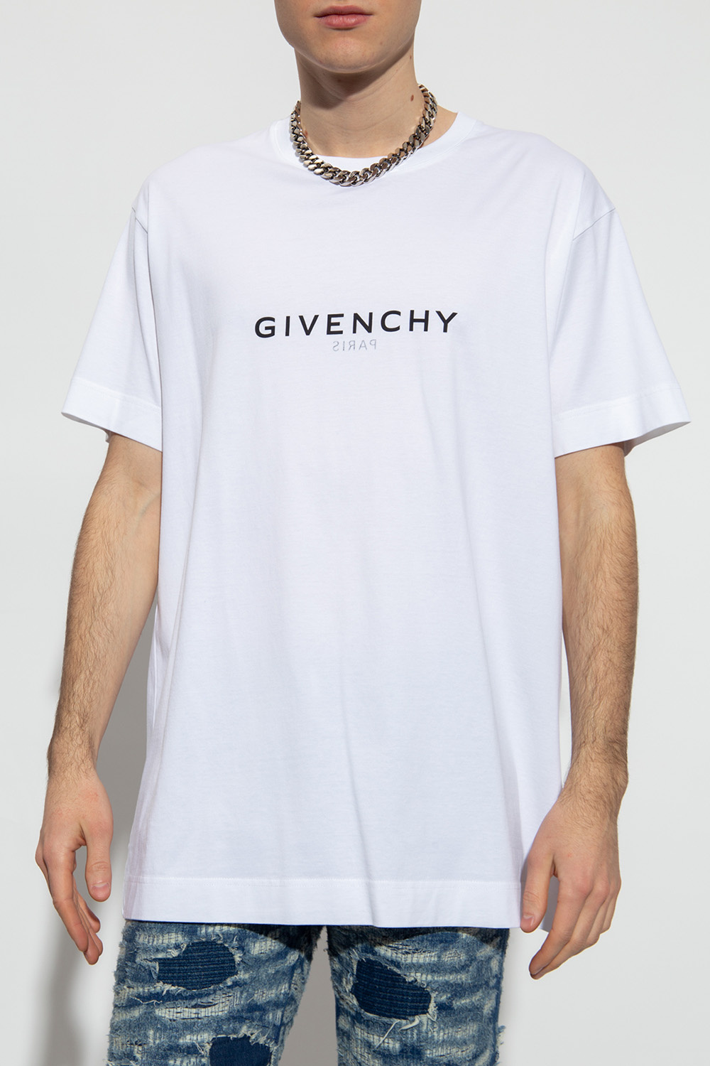 Givenchy white clearance distressed t shirt